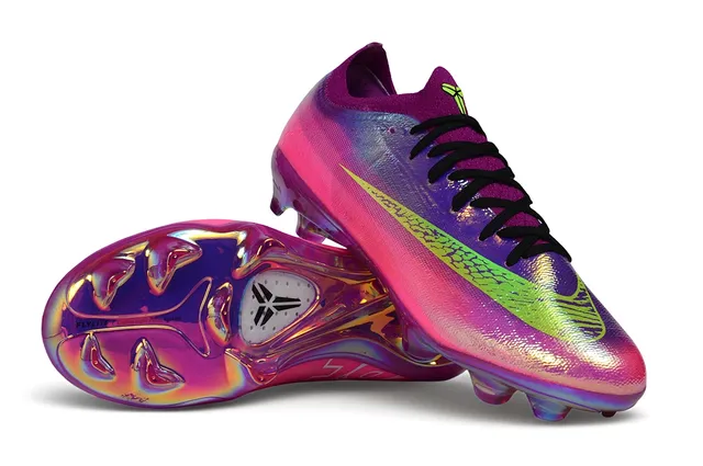 Nike Multicolore Rose Iridescent Holographique Haut Bas-coupé Collet Chaussette Sol Ferme Chaussures de Football 2