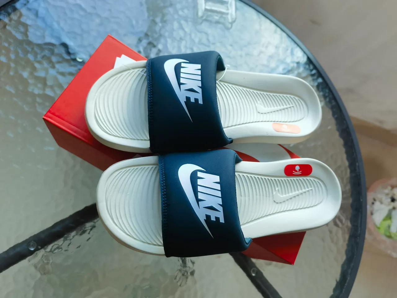 耐克 海军蓝白 单带 滑动 模制 EVA Footbed 拖鞋 3