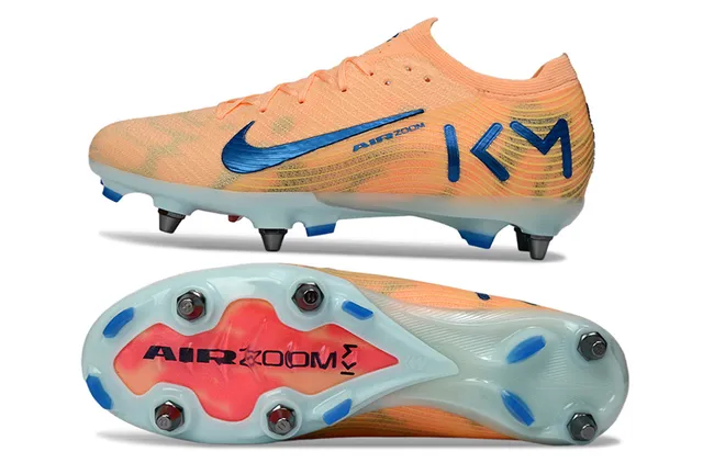 Nike Orange Blue Knit Upper Dynamic Fit Collar Firm-Ground Soccer Shoes 5