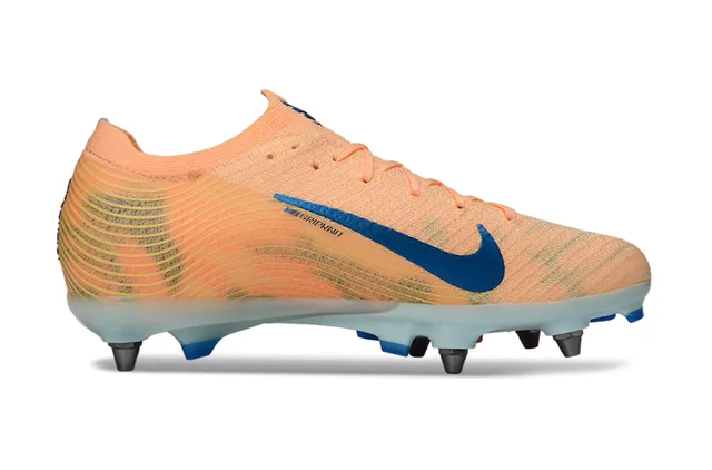 Nike Orange Blue Knit Upper Dynamic Fit Collar Firm-Ground Soccer Shoes 7
