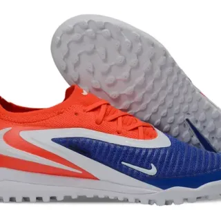 Nike Naranja Azul Upper Knit Overlays Sintéticos Zapatillas de Fútbol Turf