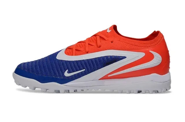 Nike Tênis de Futebol Turf Laranja Azul Upper Knit Overlays Sintéticos 2