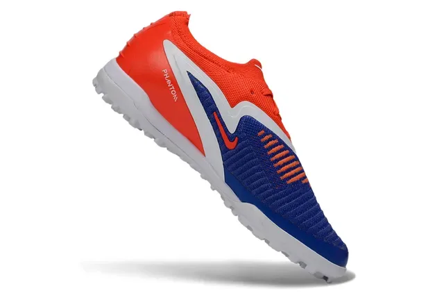 Nike Tênis de Futebol Turf Laranja Azul Upper Knit Overlays Sintéticos 4