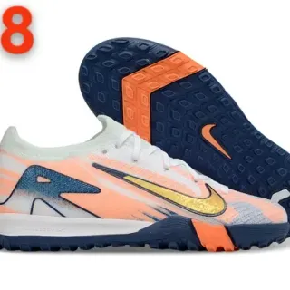 Zapatos de fútbol Nike Orange Navy con upper de knit y overlay de impresión gráfica para turf