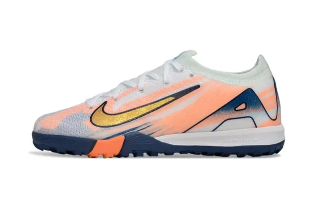 Chaussures de football Nike Orange Navy avec upper en knit et overlay d'impression graphique pour turf 2