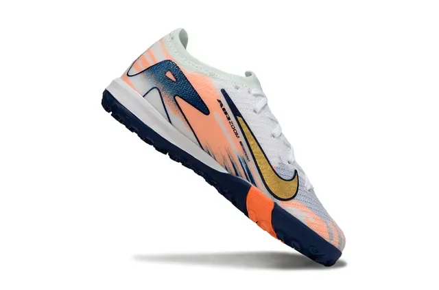 Chaussures de football Nike Orange Navy avec upper en knit et overlay d'impression graphique pour turf 6