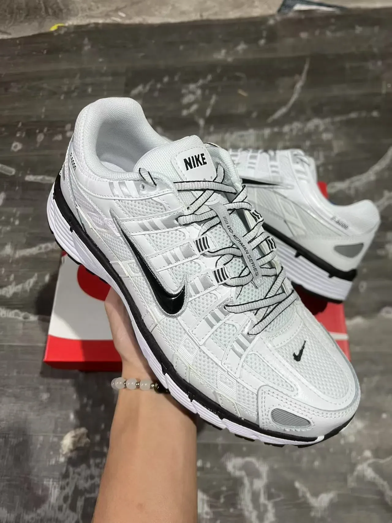 Nike P-6000 White and Black Lifestyle Sneakers 2