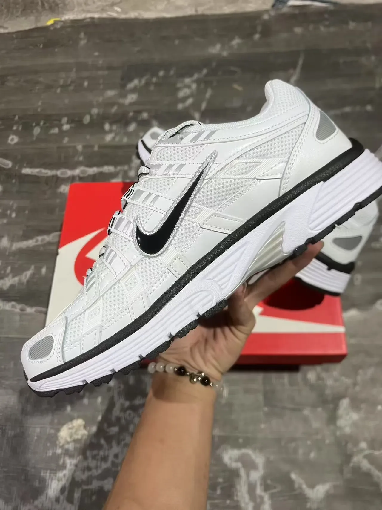 Nike P-6000 White and Black Lifestyle Sneakers 5