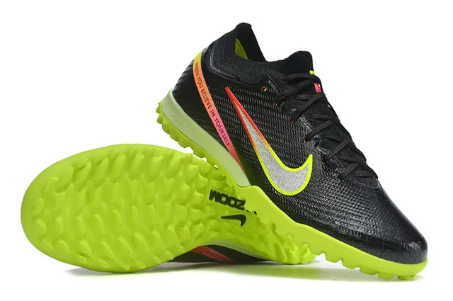 Nike Phantom GT Negro Verde Corte Bajo Tejido Superior Clavos Conicos Césped Zapatos de Fútbol 2