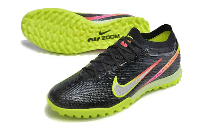 Nike Phantom GT Negro Verde Corte Bajo Tejido Superior Clavos Conicos Césped Zapatos de Fútbol 3
