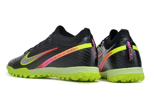 Nike Phantom GT Negro Verde Corte Bajo Tejido Superior Clavos Conicos Césped Zapatos de Fútbol 4