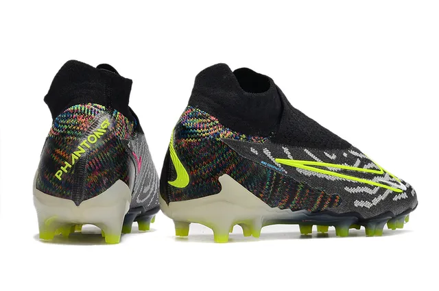 Nike Phantom GT Noir Multicolore Collet Chaussant Flyknit Haut Sol Ferme Chaussures de Football 10