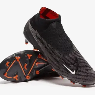 Nike Phantom GT أسود/برتقالي عالي القطع ملائمة الجوارب السطح العلوي أرض صلبة أحذية كرة قدم