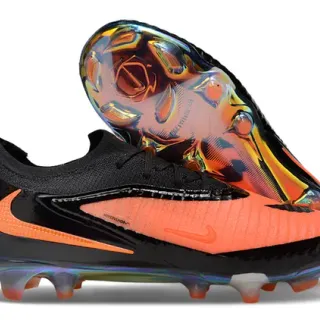 Nike Phantom GT Black Orange Low-Cut Football Cleat Iridescent Holographic Outsole Firm-Ground Soccer Shoes