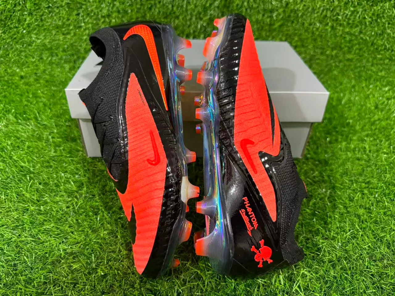 Nike Phantom GT Black Orange Low-Cut Football Cleat Iridescent Holographic Outsole Firm-Ground Soccer Shoes 3
