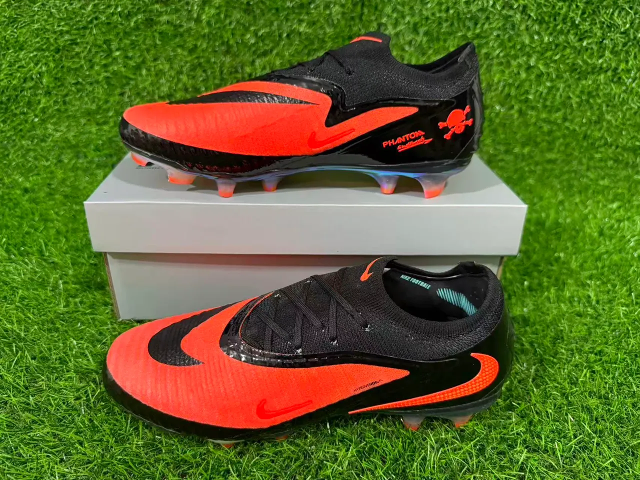 Nike Phantom GT Black Orange Low-Cut Football Cleat Iridescent Holographic Outsole Firm-Ground Soccer Shoes 7