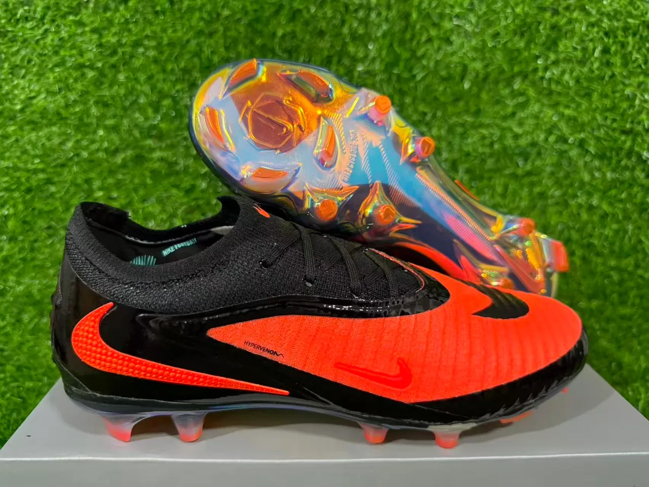 Nike Phantom GT Black Orange Low-Cut Football Cleat Iridescent Holographic Outsole Firm-Ground Soccer Shoes 8
