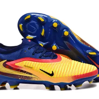 Nike Phantom GT Blue Multicolor Low-Cut Knit Upper Gradient Forefoot Cage Firm-Ground Soccer Shoes