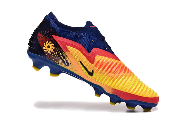 Nike Phantom GT Blue Multicolor Low-Cut Knit Upper Gradient Forefoot Cage Firm-Ground Soccer Shoes 4