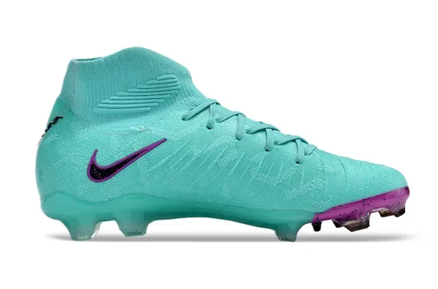 Nike Phantom GT Chaussures de football bleu violet haute coupe ajustement chaussette Flyknit construction sol ferme 7