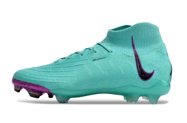 Nike Phantom GT Chaussures de football bleu violet haute coupe ajustement chaussette Flyknit construction sol ferme 8