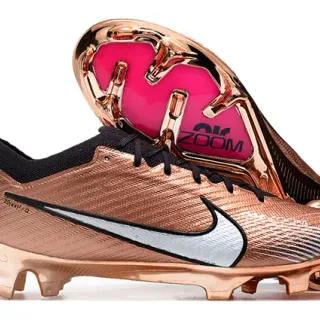 Nike Phantom GT Gold Pink Metallic Copper Upper Asymmetric Lacing Firm-Ground Soccer Shoes