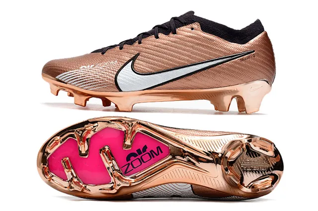 Nike Phantom GT সোনা গোলাপী ধাতব তামা উপর অসমমিত লেসিং কঠিন মাটি ফুটবল জুতো 2