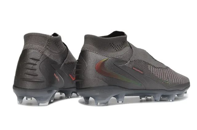 Nike Phantom GT Gray Red Knit Sock-Fit Upper Molded Studs Firm-Ground Soccer Shoes 5