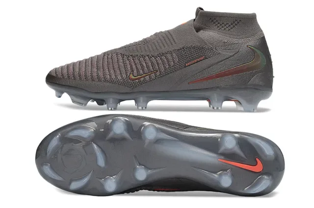 Nike Phantom GT Gray Red Knit Sock-Fit Upper Molded Studs Firm-Ground Soccer Shoes 6