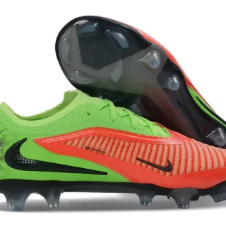 Nike Phantom GT Green Red Knit Upper Asymmetrical Lacing Firm-Ground Soccer Shoes
