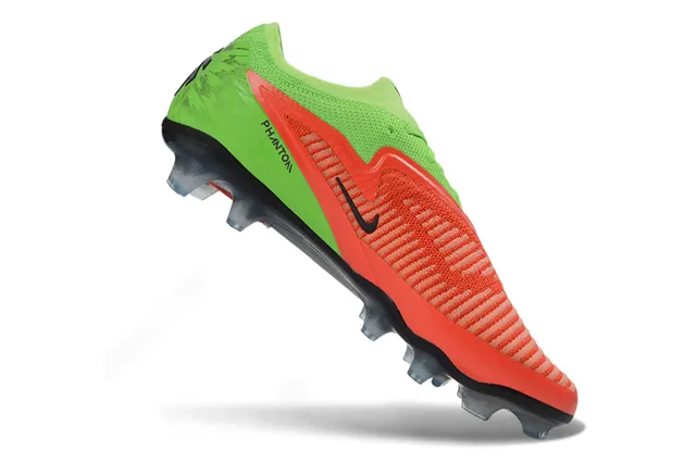 Nike Phantom GT Green Red Knit Upper Asymmetrical Lacing Firm-Ground Soccer Shoes 2