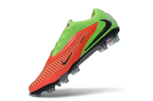 Nike Phantom GT Green Red Knit Upper Asymmetrical Lacing Firm-Ground Soccer Shoes 3
