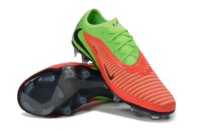 Nike Phantom GT Green Red Knit Upper Asymmetrical Lacing Firm-Ground Soccer Shoes 4