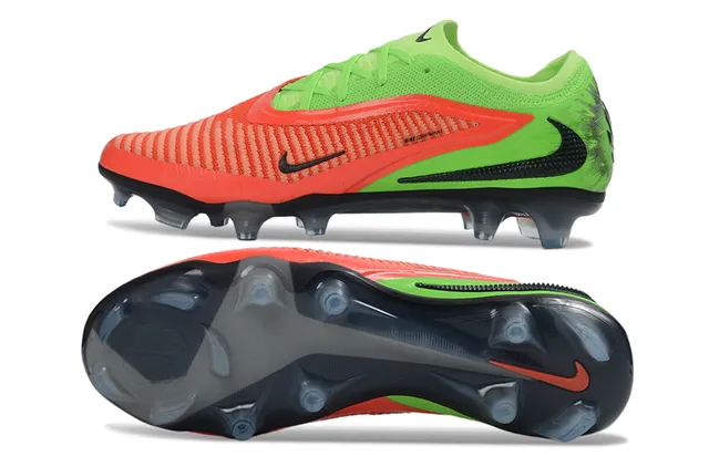 Nike Phantom GT Green Red Knit Upper Asymmetrical Lacing Firm-Ground Soccer Shoes 6