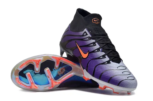 Nike Phantom GT Purple Black High-Cut Sock-Fit Collar Firm-Ground Soccer Shoes 3