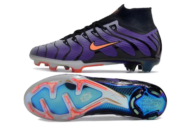 Nike Phantom GT Purple Black High-Cut Sock-Fit Collar Firm-Ground Soccer Shoes 5