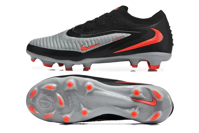 Nike Phantom GT أحذية كرة القدم السوداء الرمادية البرتقالية للأرض الصلبة 5