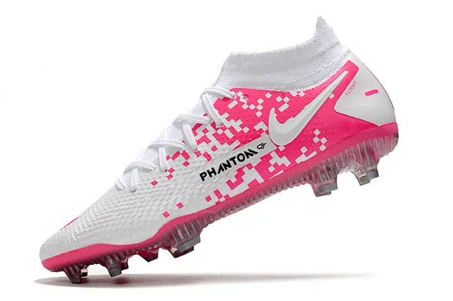 Nike Phantom GT Blanc Bleu Or Chaussures de football terrain ferme 20