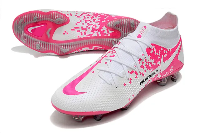 Nike Phantom GT Blanc Bleu Or Chaussures de football terrain ferme 22