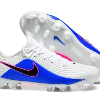 Nike Phantom GT 白色蓝色 罗纹合成鞋面 不对称系带 钉地足球鞋