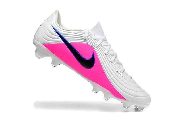 Nike Phantom GT Blanc Bleu Haut Synthétique Lacets Asymétriques Terrain Ferme Chaussures de Football 3