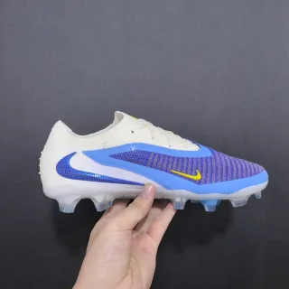Nike Phantom GT White Purple Knit Upper Asymmetrical Lacing Firm-Ground Soccer Shoes