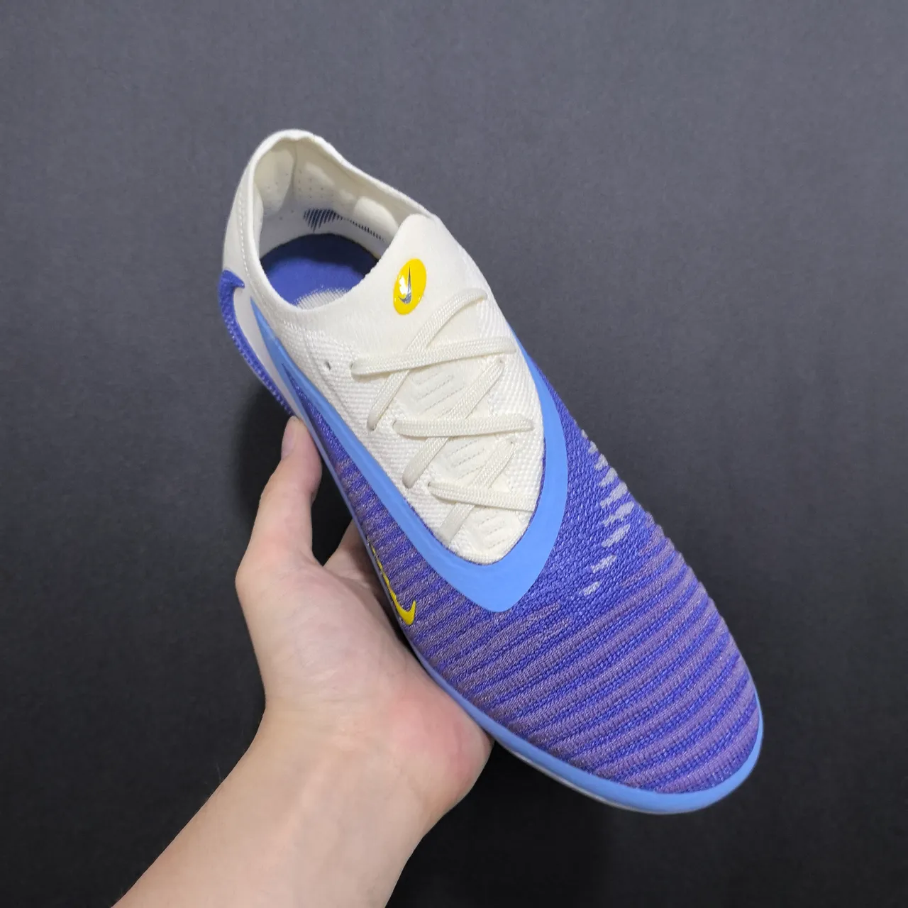 Nike Phantom GT White Purple Knit Upper Asymmetrical Lacing Firm-Ground Soccer Shoes 6