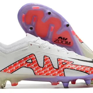Nike Phantom GT White Red Flyknit Upper Geometric Pattern Firm-Ground Soccer Shoes