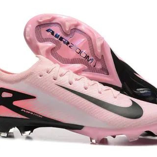 Nike Pink Black Low-Cut Knit Upper Asymmetrical Lacing Firm-Ground Soccer Shoes