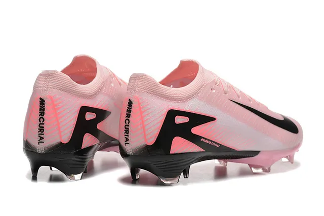 Nike Pink Black Low-Cut Knit Upper Asymmetrical Lacing Firm-Ground Soccer Shoes 2
