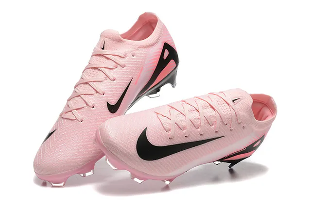 Nike Pink Black Low-Cut Knit Upper Asymmetrical Lacing Firm-Ground Soccer Shoes 3