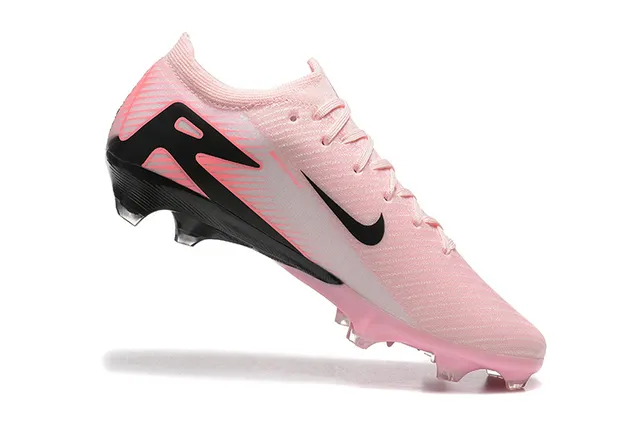 Nike Pink Black Low-Cut Knit Upper Asymmetrical Lacing Firm-Ground Soccer Shoes 4