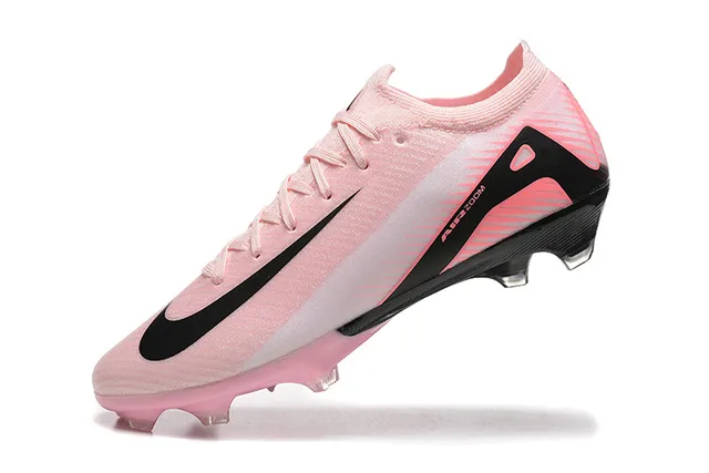 Nike Pink Black Low-Cut Knit Upper Asymmetrical Lacing Firm-Ground Soccer Shoes 5
