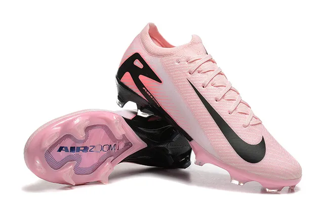 Nike Pink Black Low-Cut Knit Upper Asymmetrical Lacing Firm-Ground Soccer Shoes 6